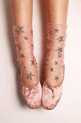 Tüllsocken mit Glitzer und Sternen